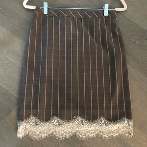 Chelsea28 plaid lace trim skirt